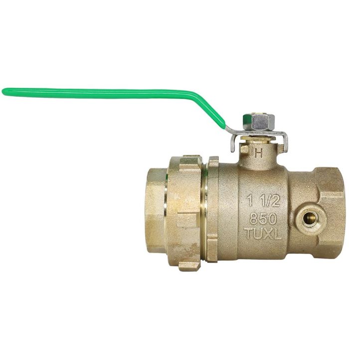 WILKINS 850TUXL 1 1/2" UNION BALL VALVE TAPPED FOR TEST COCK (LEAD FREE)